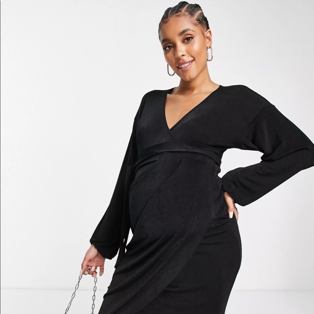 ASOS DESIGN Maternity Wrap Dress with Blouson Sleeves